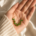Green Crystal Leaf Pendant Necklace