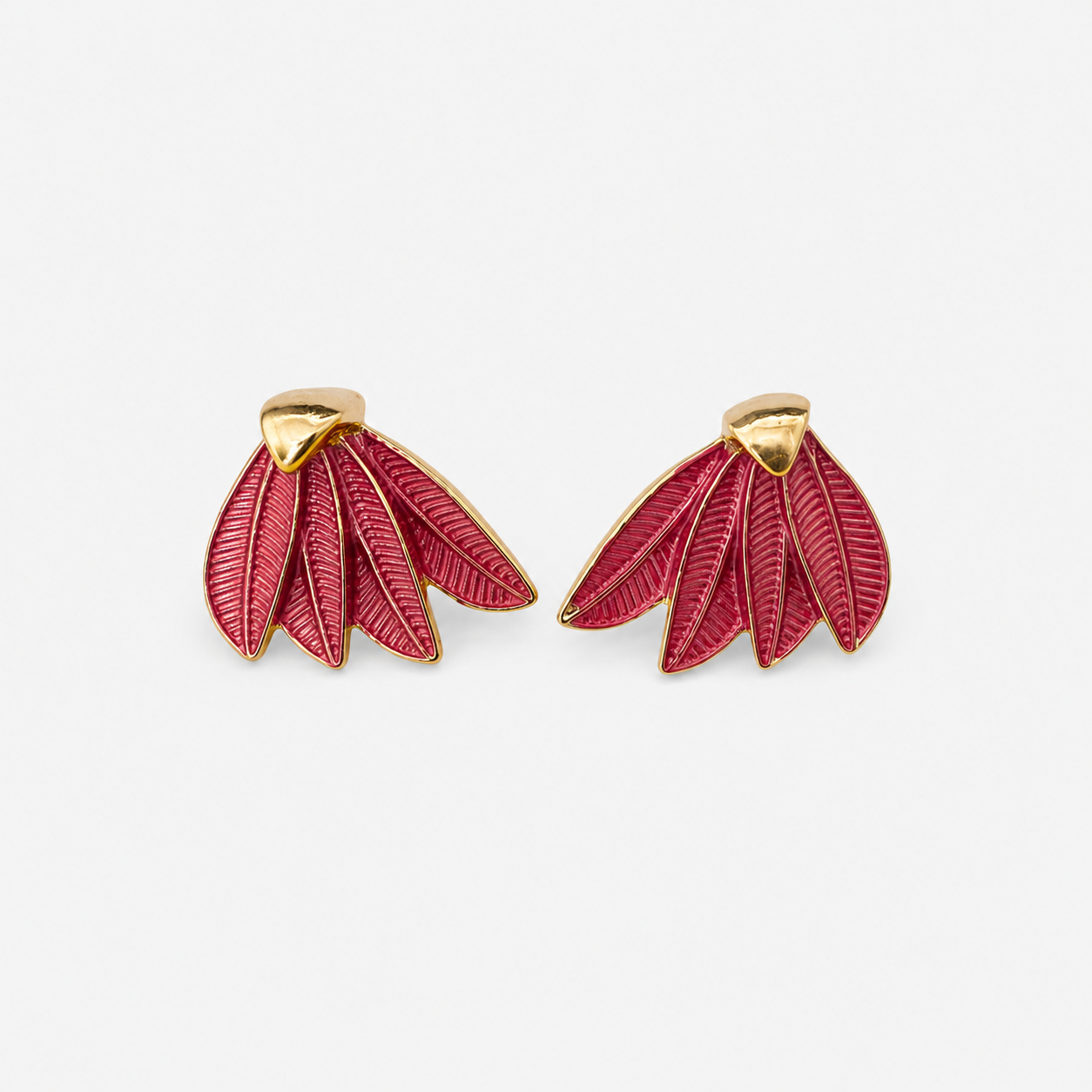 Red Enamel Leaf Earrings