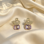 Purple Crystal Angel Drop Earrings