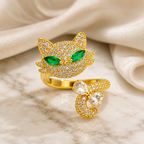 Crystal Cat Adjustable Ring