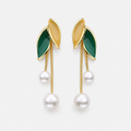 Leaf Pearl Drop Earrings