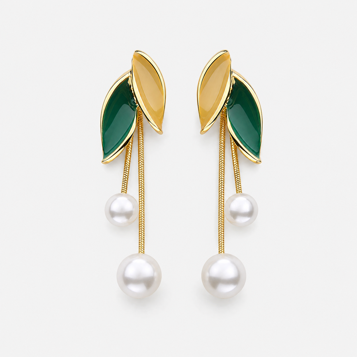 Leaf Pearl Drop Earrings