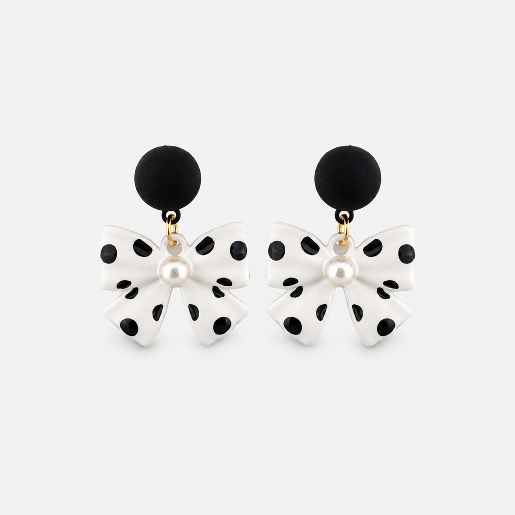 Pearl Bow Drop Earrings