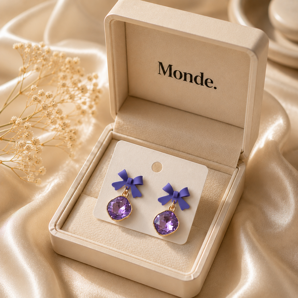 Purple Bow Earrings
