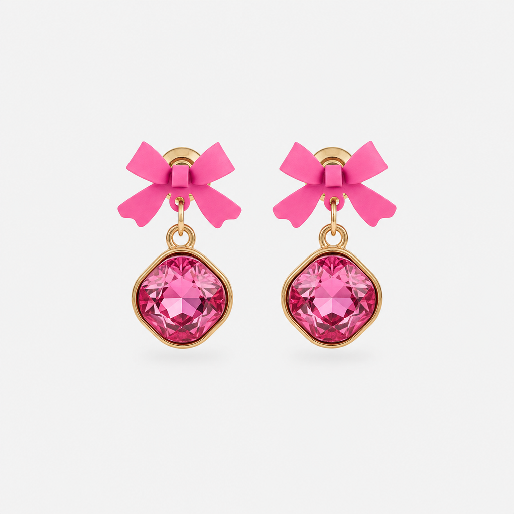 Pink Bow Earrings