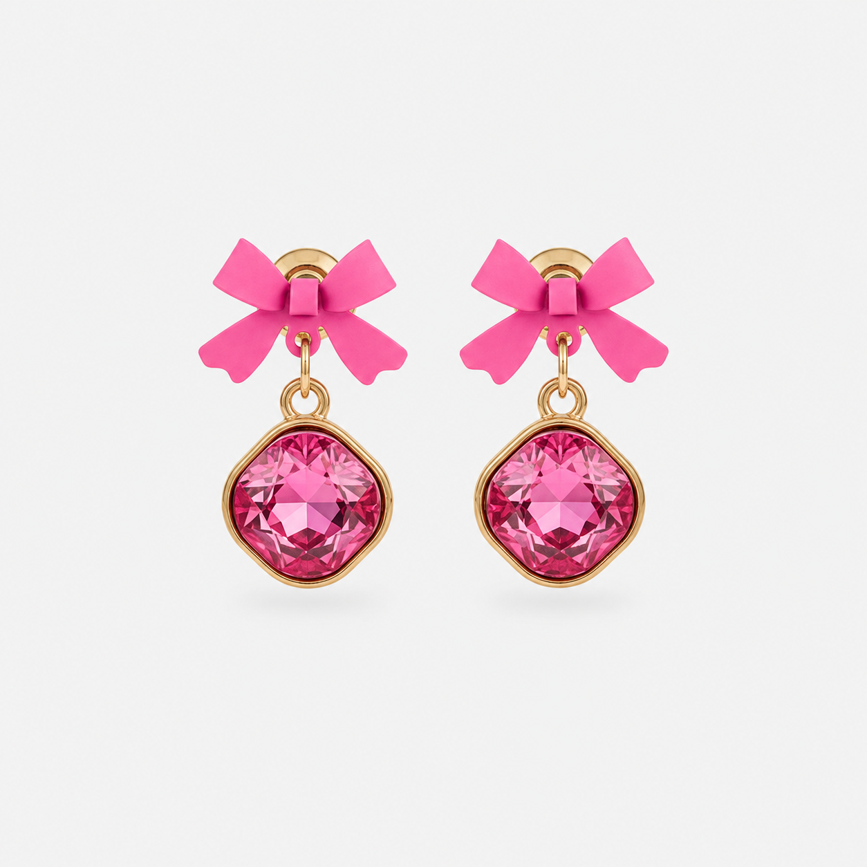 Pink Bow Earrings