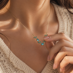 Blue Crystal Leaf Pendant Necklace