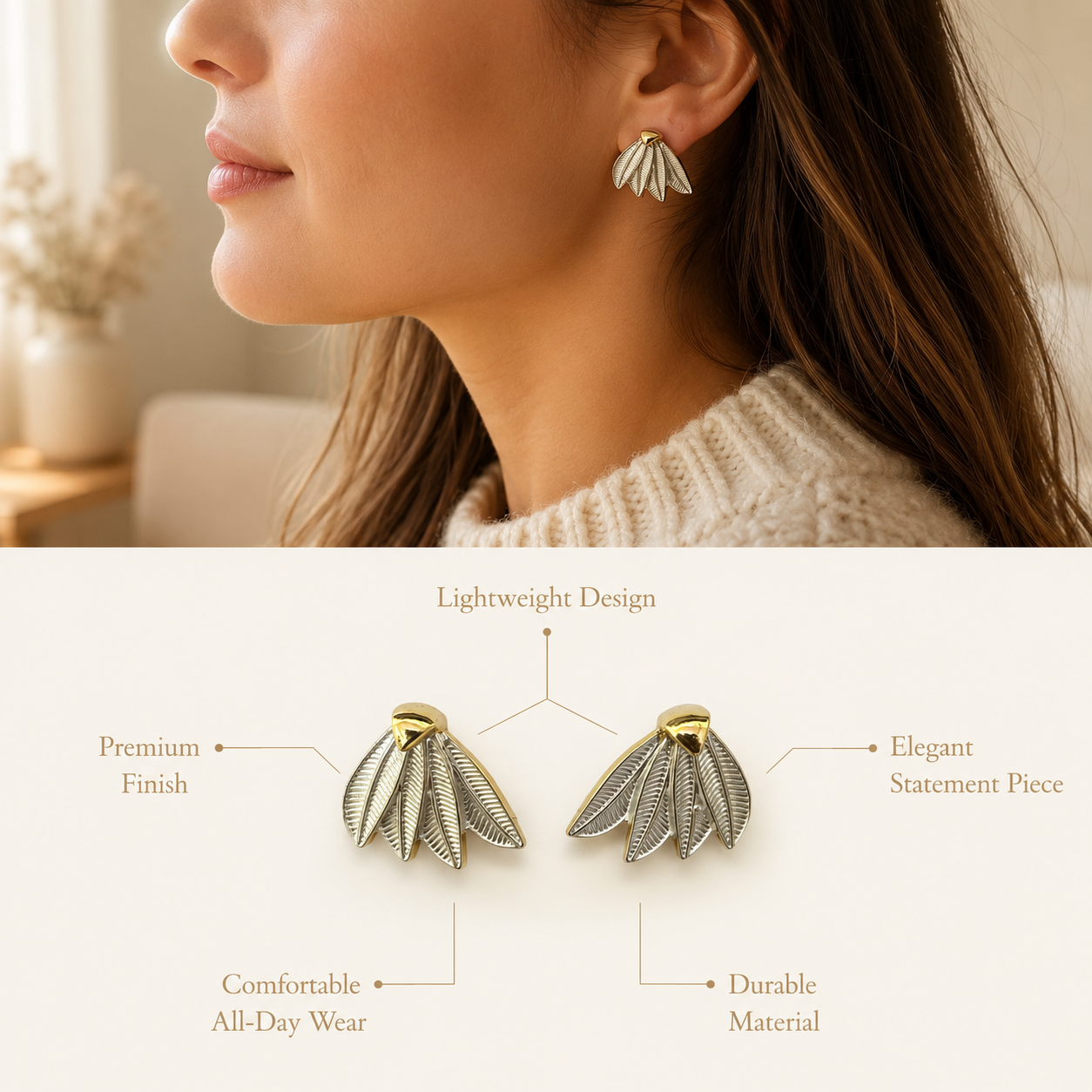 Silver Leaf Stud Earrings