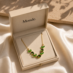 Green Crystal Leaf Pendant Necklace