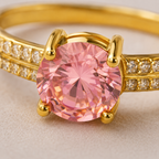 Pink Crystal Adjustable Ring