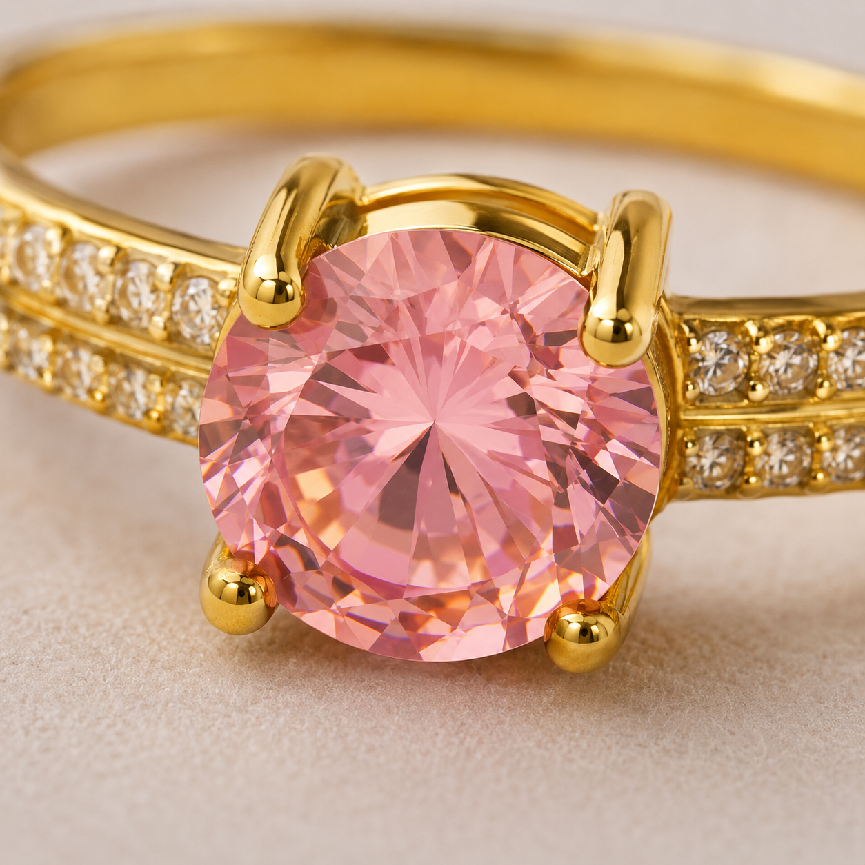Pink Crystal Adjustable Ring