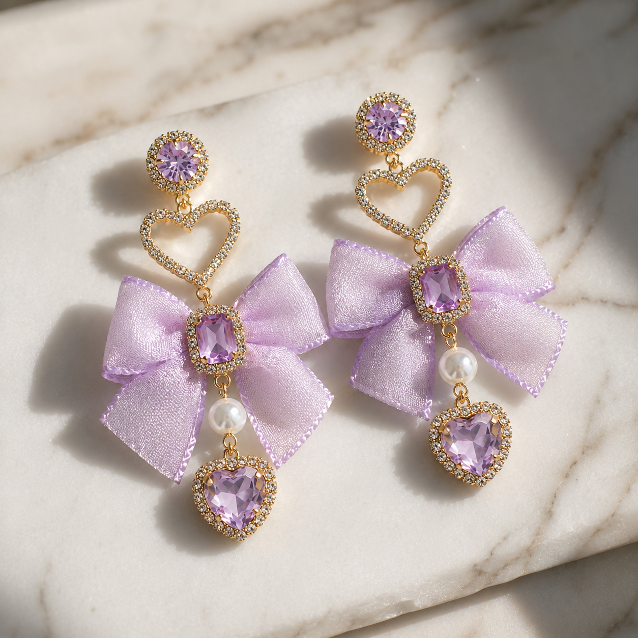 Lavender Bow Earrings