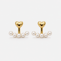 Heart Stud Earrings with Pearls