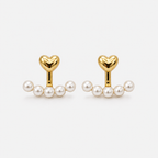 Heart Stud Earrings with Pearls