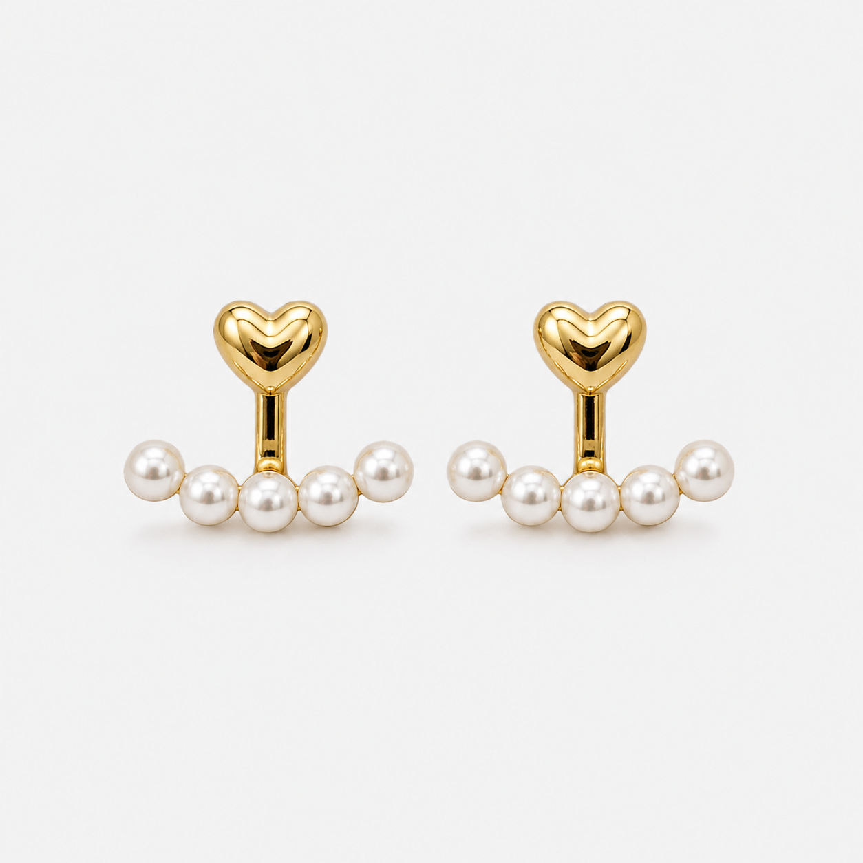 Heart Stud Earrings with Pearls