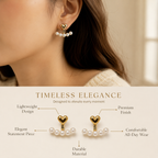Heart Stud Earrings with Pearls