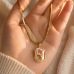 Floral Enamel Pendant Necklace