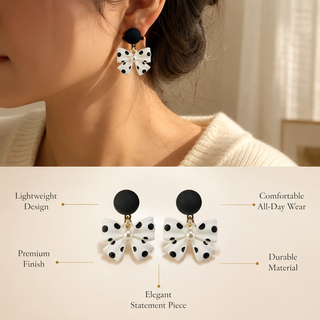 Pearl Bow Drop Earrings