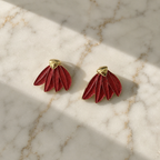 Red Enamel Leaf Earrings