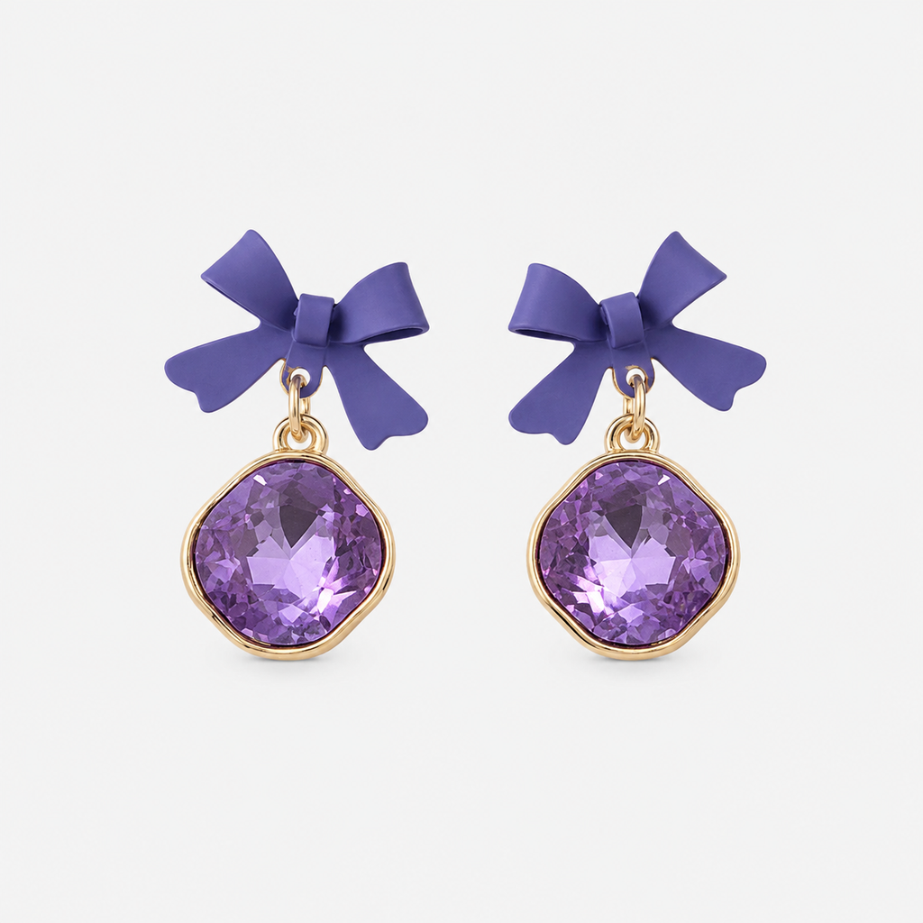 Purple Bow Earrings