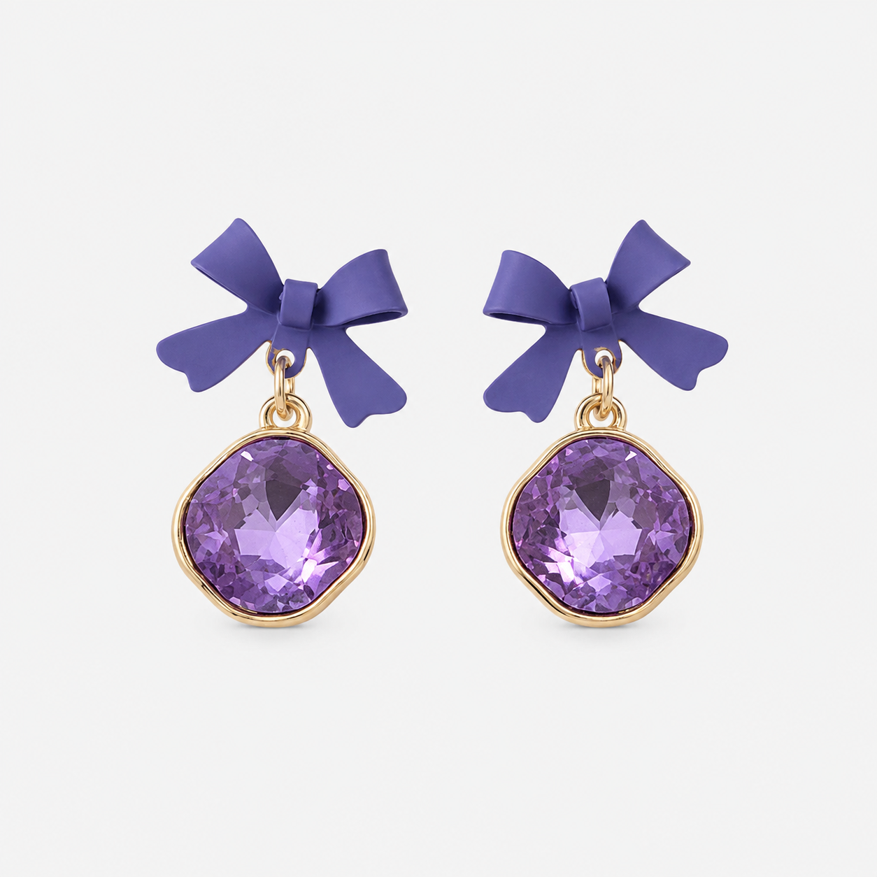 Purple Bow Earrings