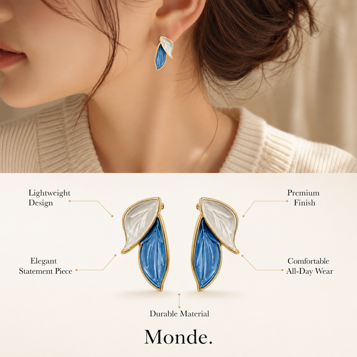Enamel Leaf Earrings