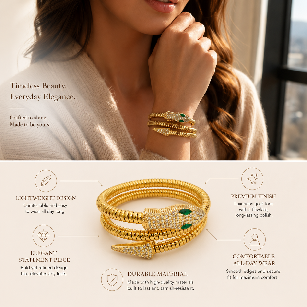 Snake Wrap Bracelet for Women