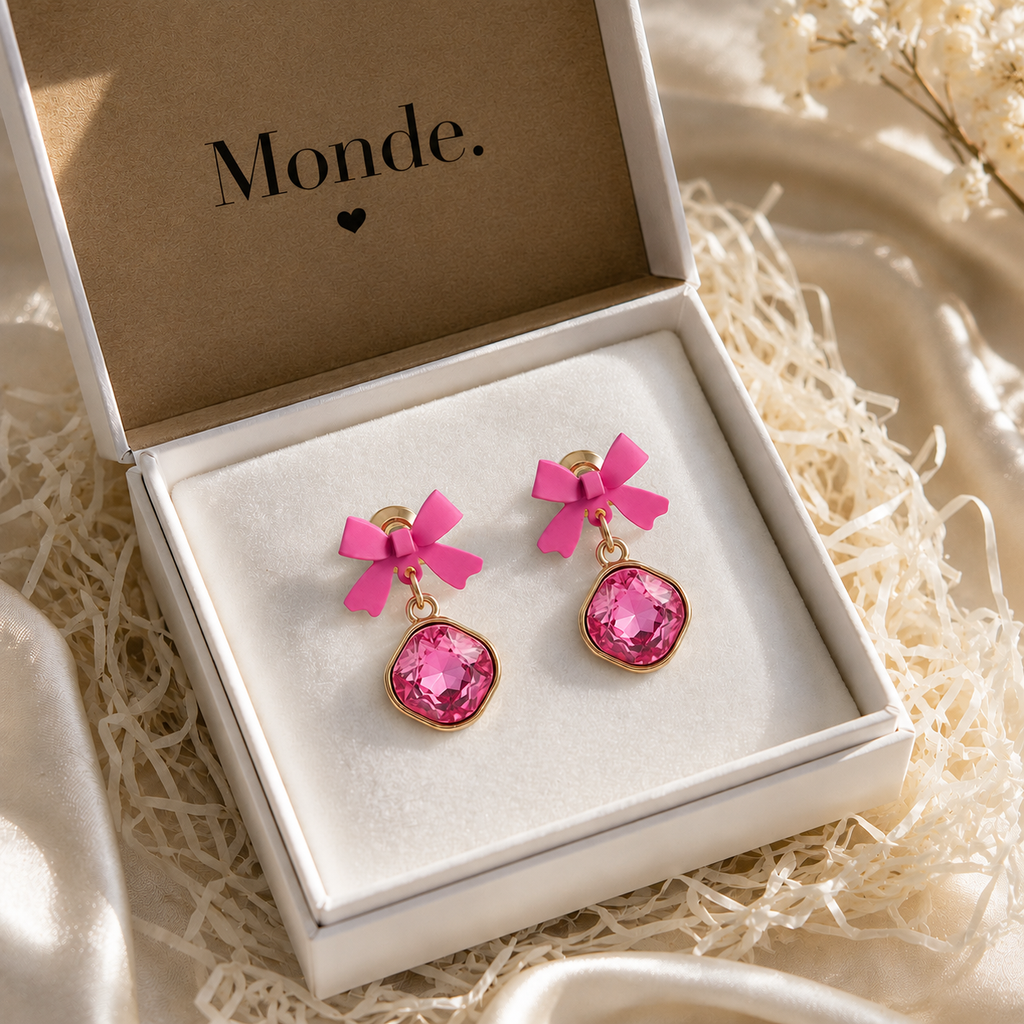 Pink Bow Earrings