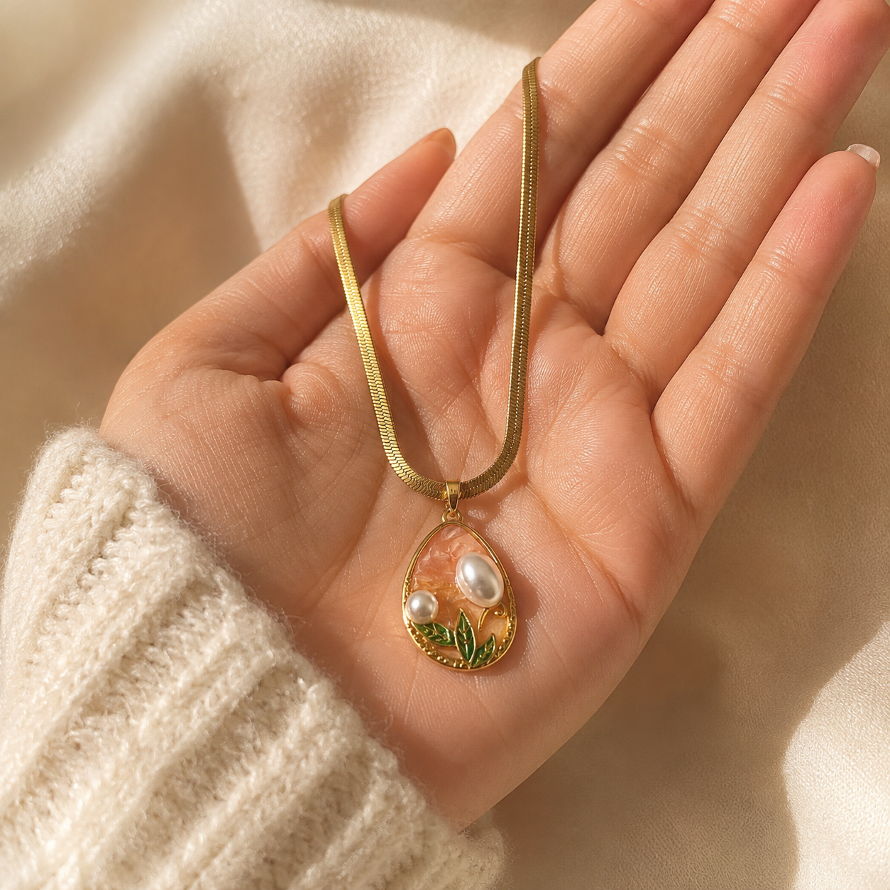 Elegant Pearl Charm Necklace