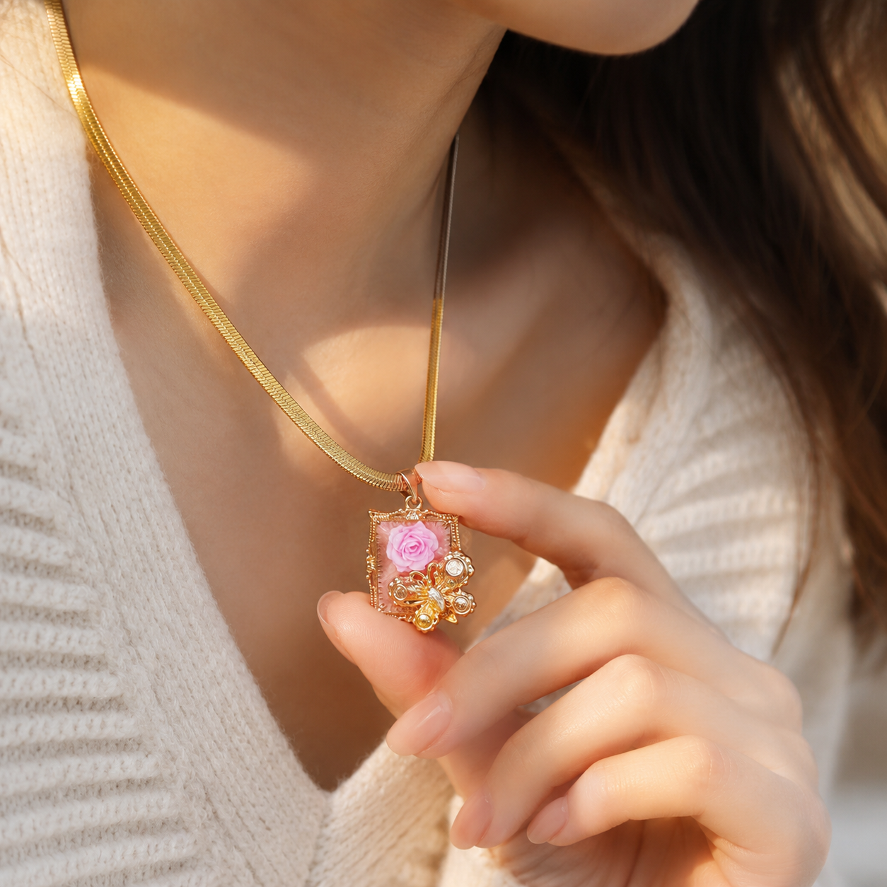 Floral Charm Pendant Necklace