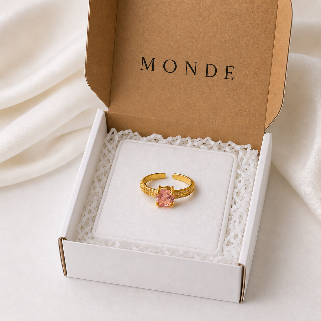 Pink Crystal Adjustable Ring
