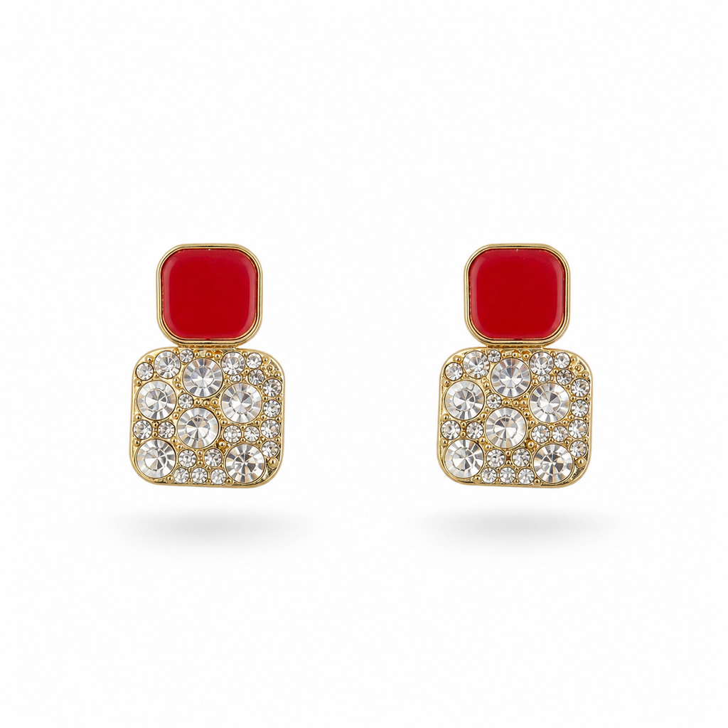 Ruby Crystal Stud Earrings