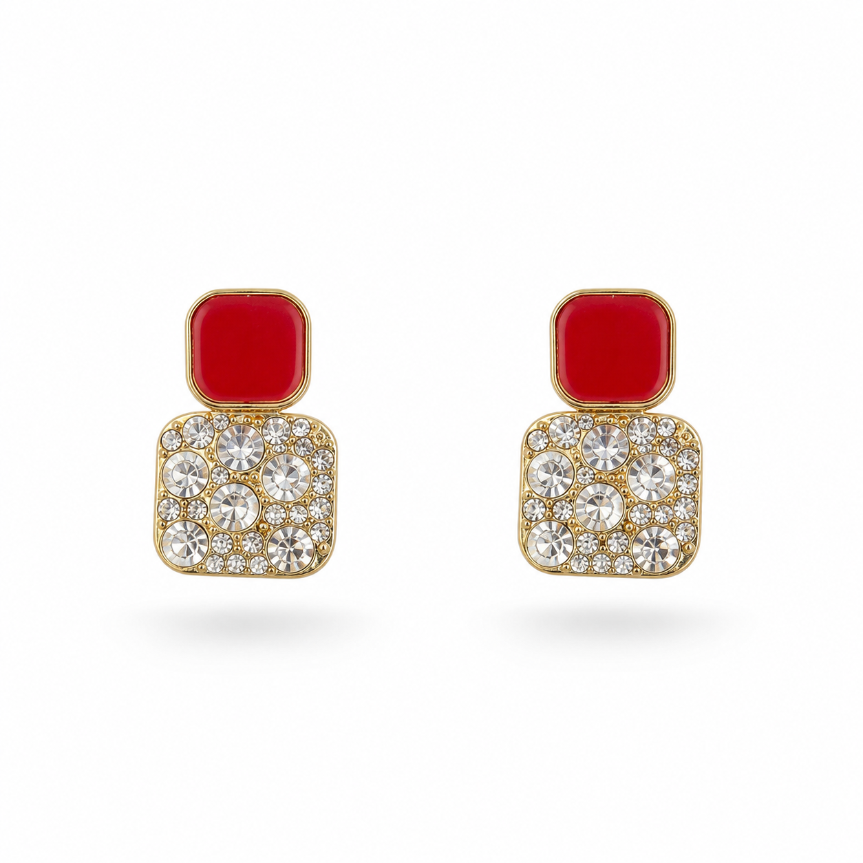 Ruby Crystal Stud Earrings