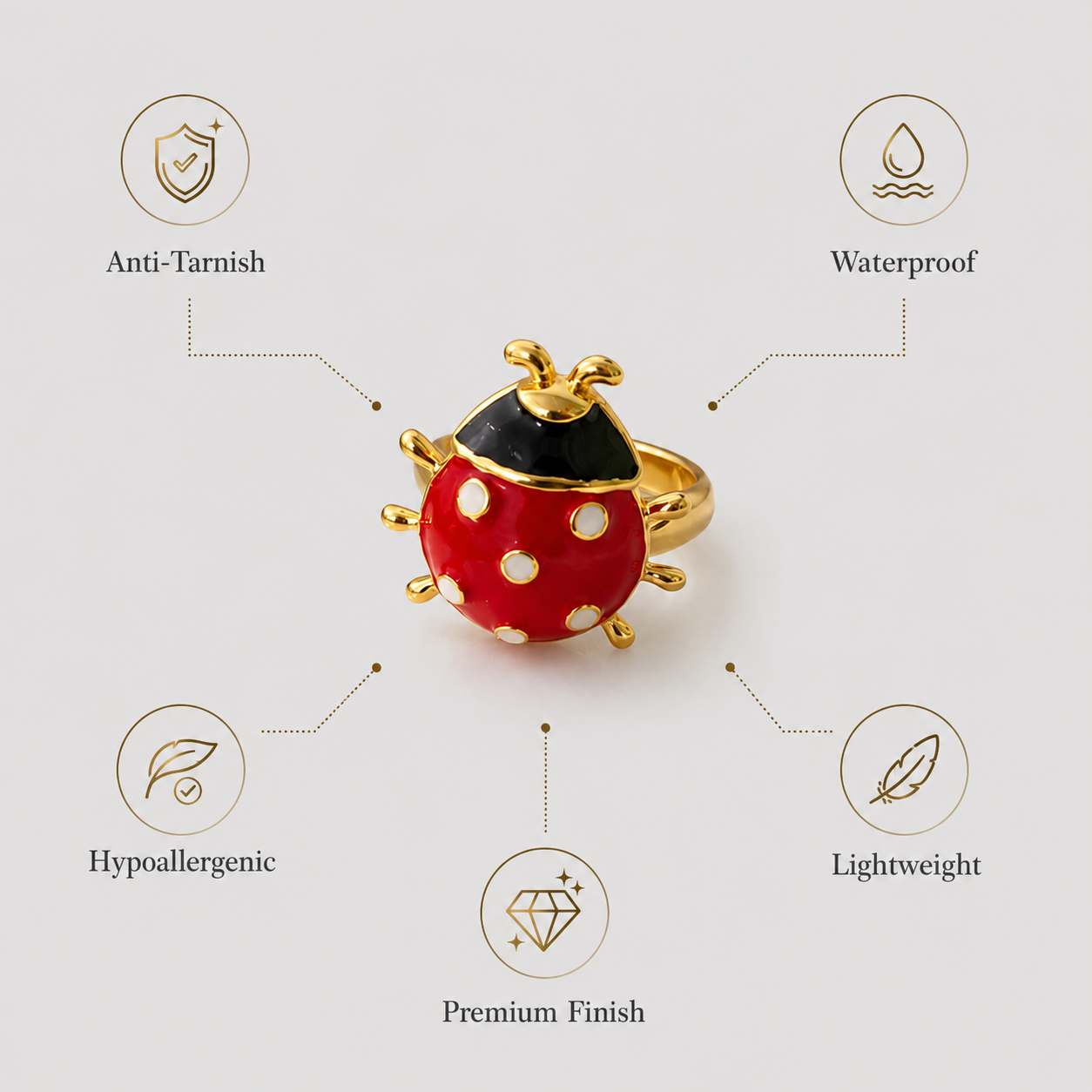 Ladybug Adjustable Ring