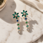 Green Crystal Floral Earrings