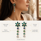 Green Crystal Floral Earrings