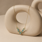 Blue Crystal Leaf Pendant Necklace