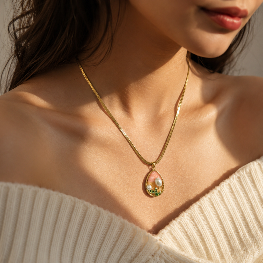 Elegant Pearl Charm Necklace
