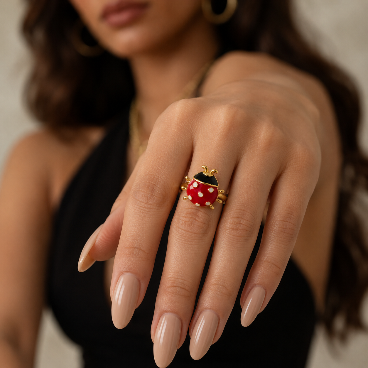 Ladybug Adjustable Ring