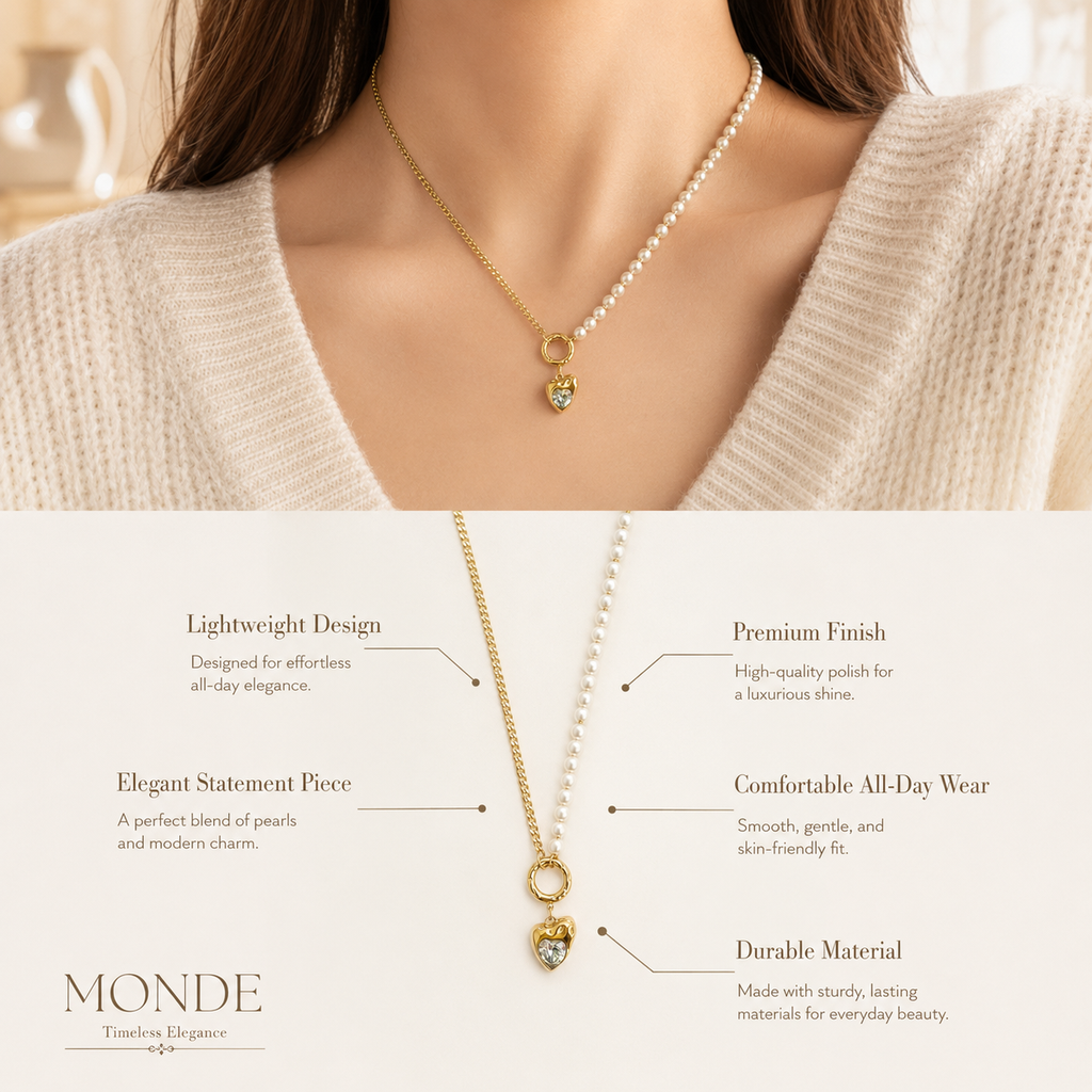 Pearl Heart Pendant Necklace