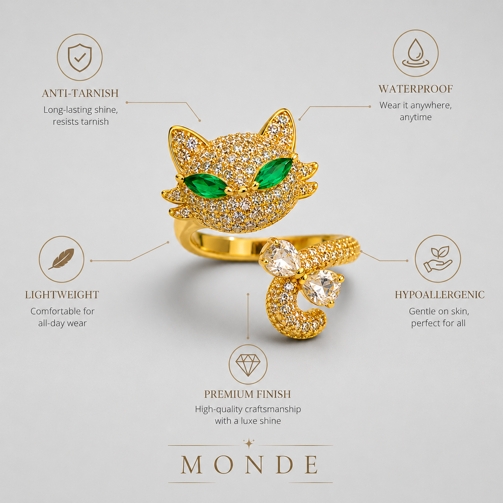 Crystal Cat Adjustable Ring