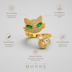 Crystal Cat Adjustable Ring