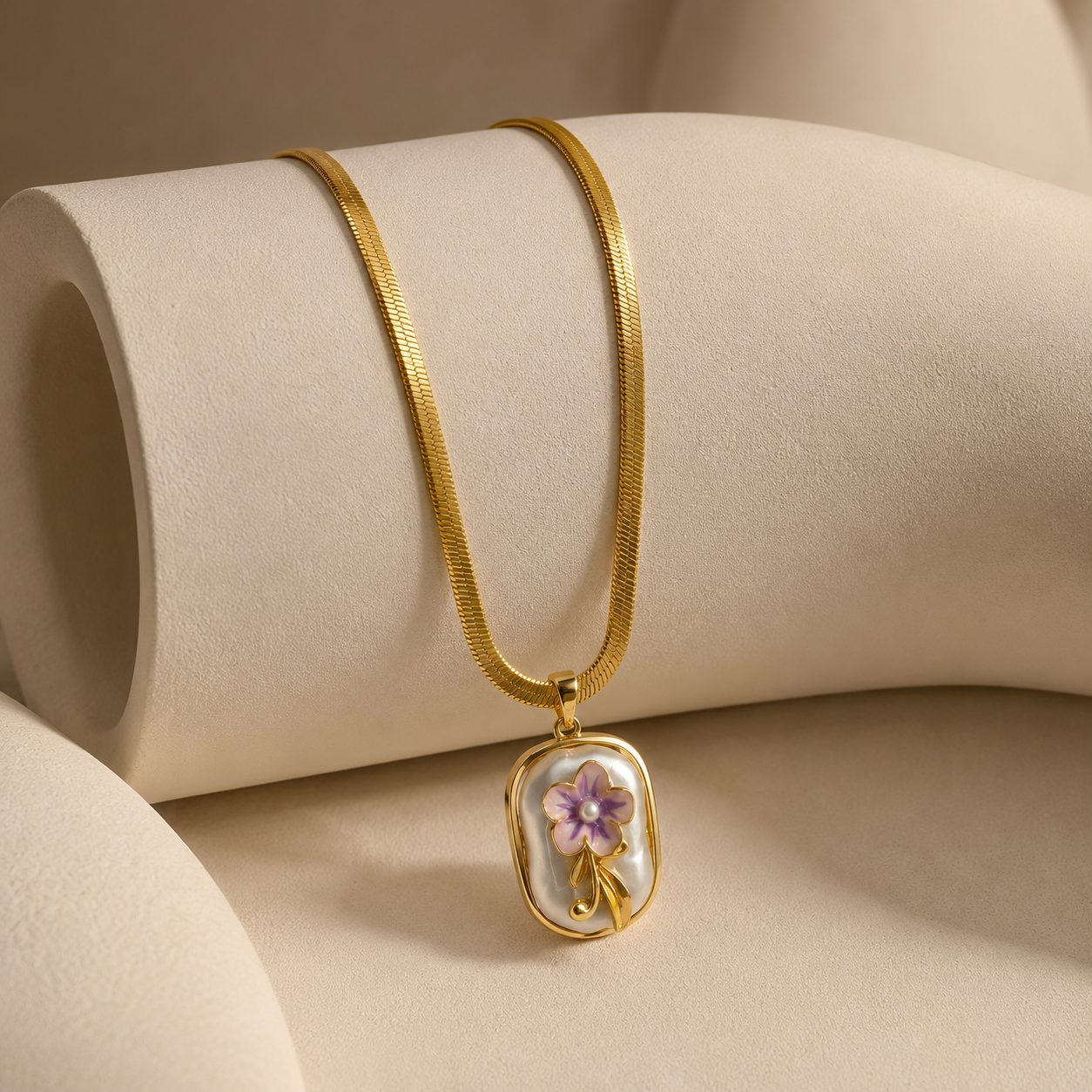 Floral Enamel Pendant Necklace