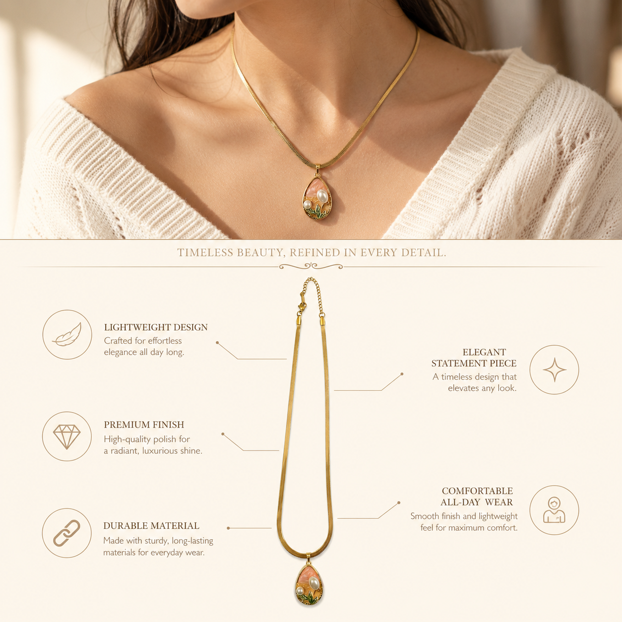 Elegant Pearl Charm Necklace