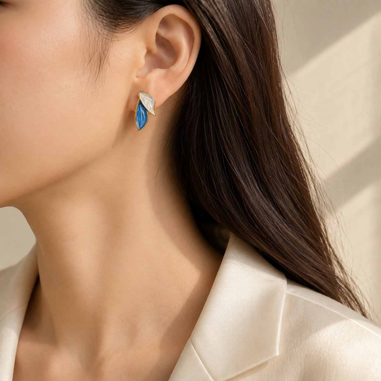 Enamel Leaf Earrings