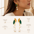 Leaf Pearl Drop Earrings