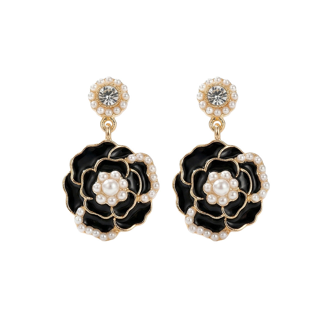Black Flower Pearl - Earring