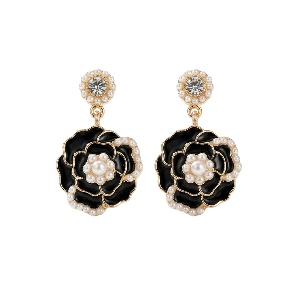 Black Flower Pearl - Earring