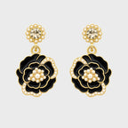 Noir Fleur Anti-Tarnish Floral Drop Earrings