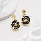 Noir Fleur Anti-Tarnish Floral Drop Earrings